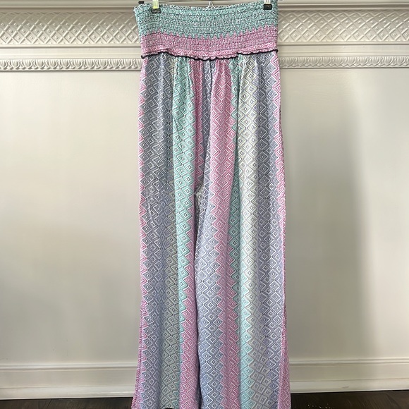 By Anthropologie Geometric Stripe Palazzo Lounge Beach Pants Size M - Picture 2 of 5